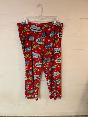 Wonder Woman Fleece Pajama Pants 2X Red Comic Print Sleepwear